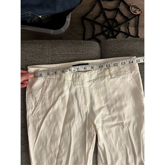 Theory White Linen Blend Straight Leg Pants Women's Size 2 Professional Timeless - Picture 9 of 11